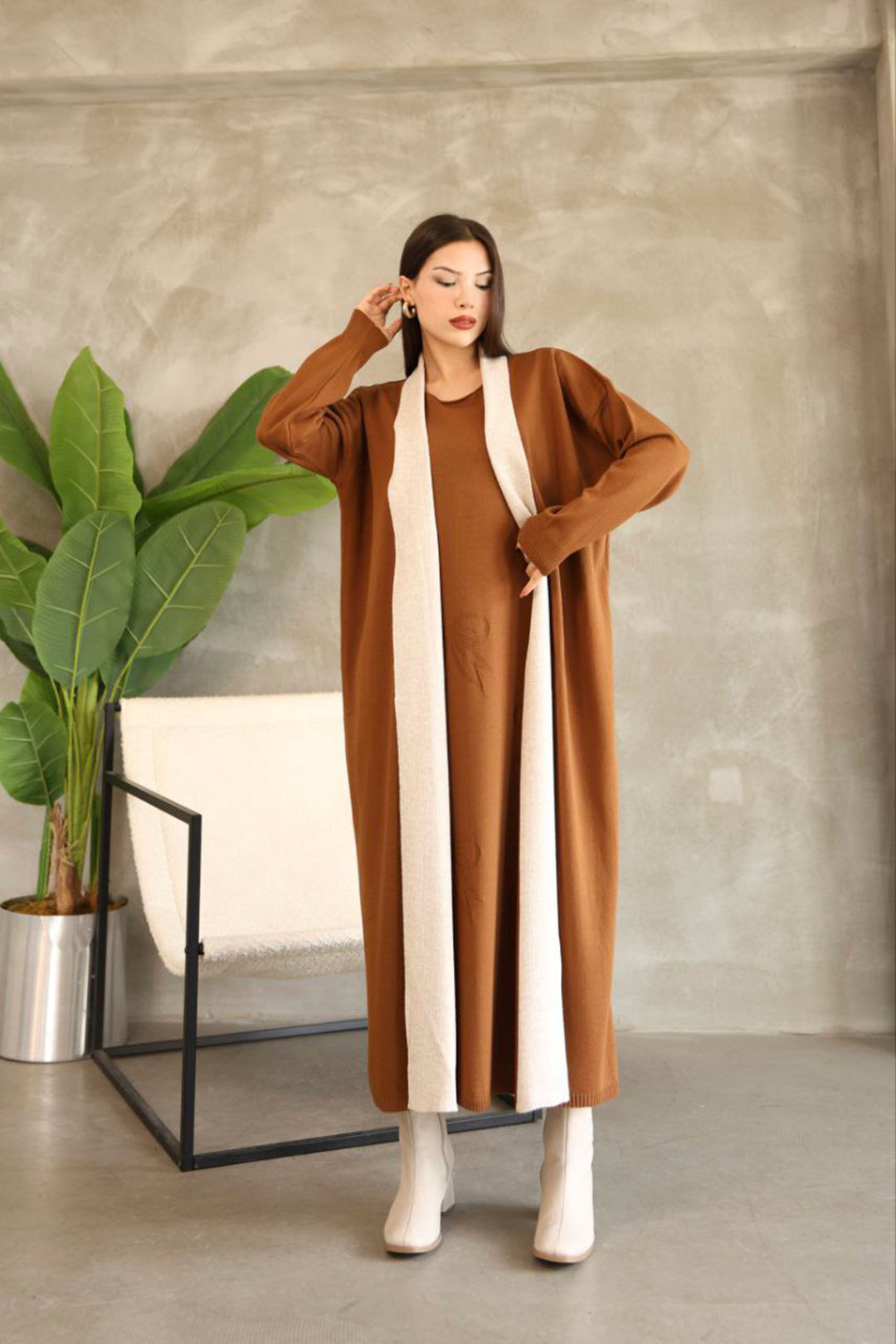 Cinnamon Coffee Bicycle Collar Sweater Dress BCES-252024 - Gummersbach