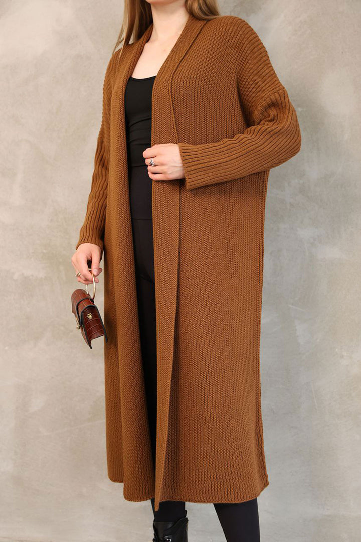 Cinnamon Coffee Maxi Size Knit Cardigan BCES-252037 - Albacete