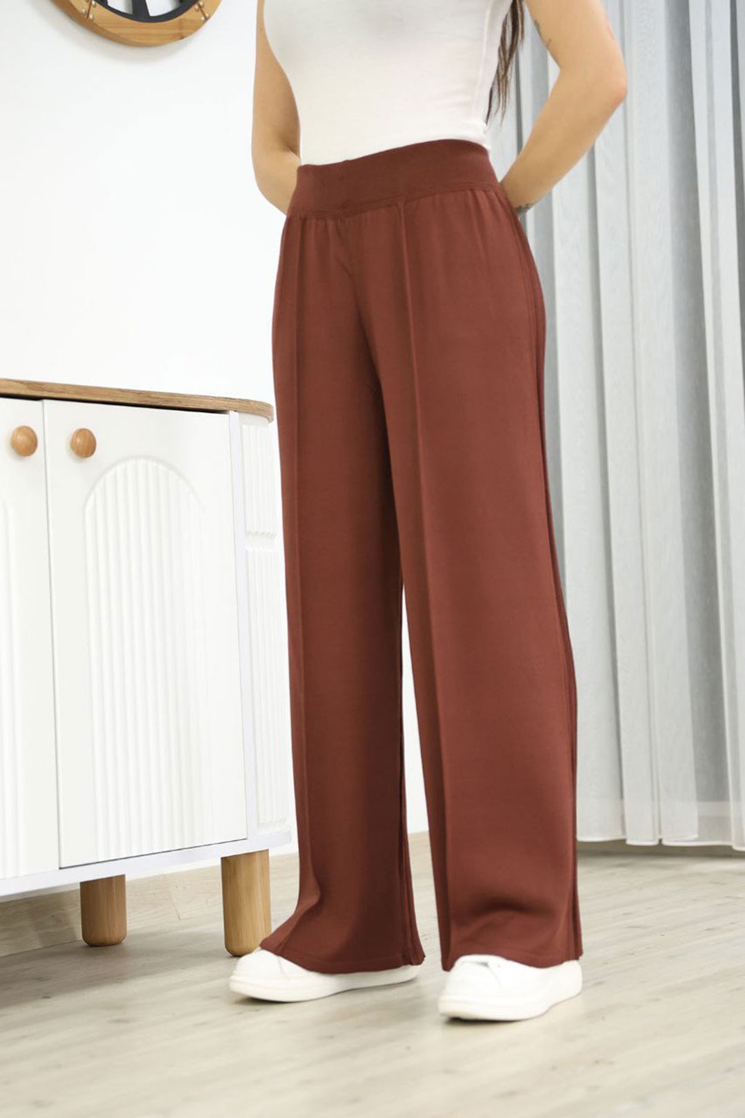 Cinnamon Coffee Plaid Knit Pants BCES-252035 - Clifton Park