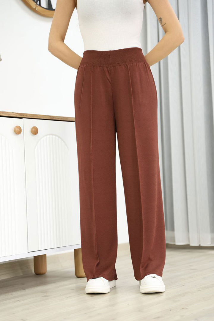Cinnamon Coffee Plaid Knit Pants BCES-252035 - Clifton Park