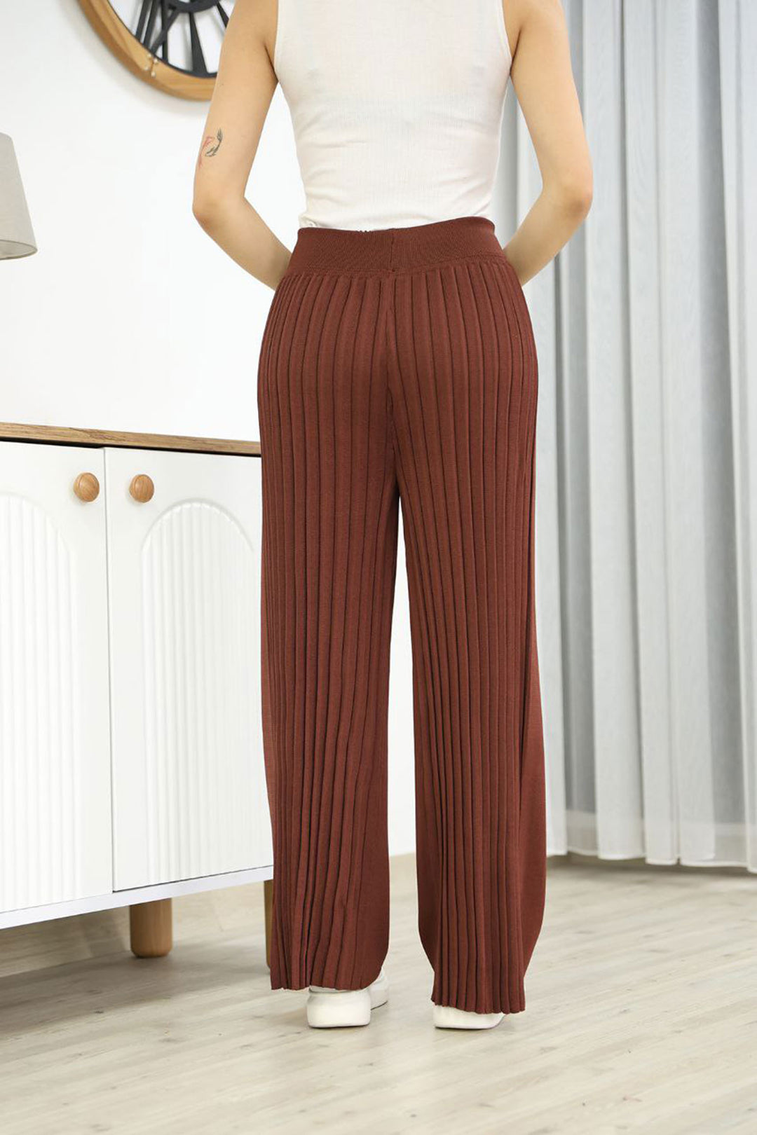 Cinnamon Coffee Plaid Knit Pants BCES-252035 - Clifton Park