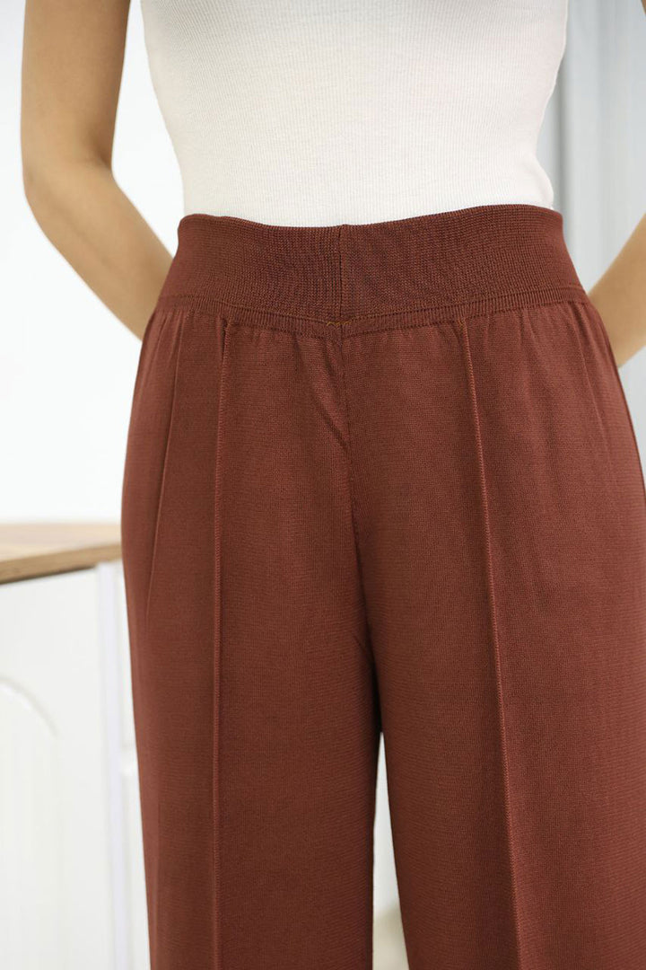 Cinnamon Coffee Plaid Knit Pants BCES-252035 - Clifton Park
