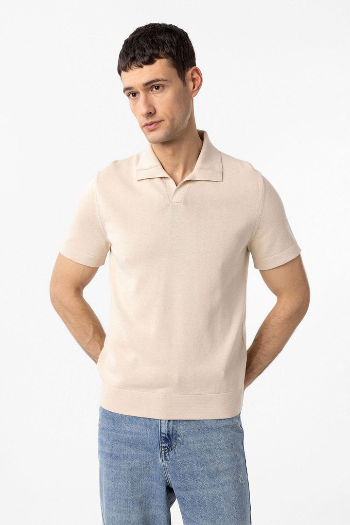 ANT Antioch Taş 100% Pamuk Apaş Yaka Triko T-Shirt - Foligno