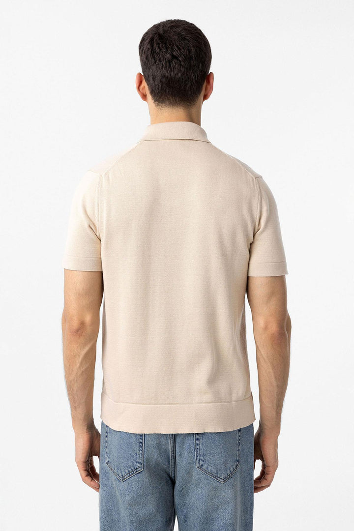 ANT Antioch Taş 100% Pamuk Apaş Yaka Triko T-Shirt - Foligno