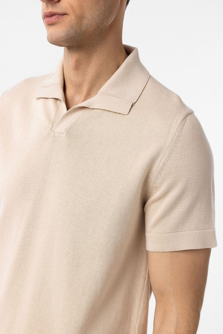 ANT Antioch Taş 100% Pamuk Apaş Yaka Triko T-Shirt - Foligno