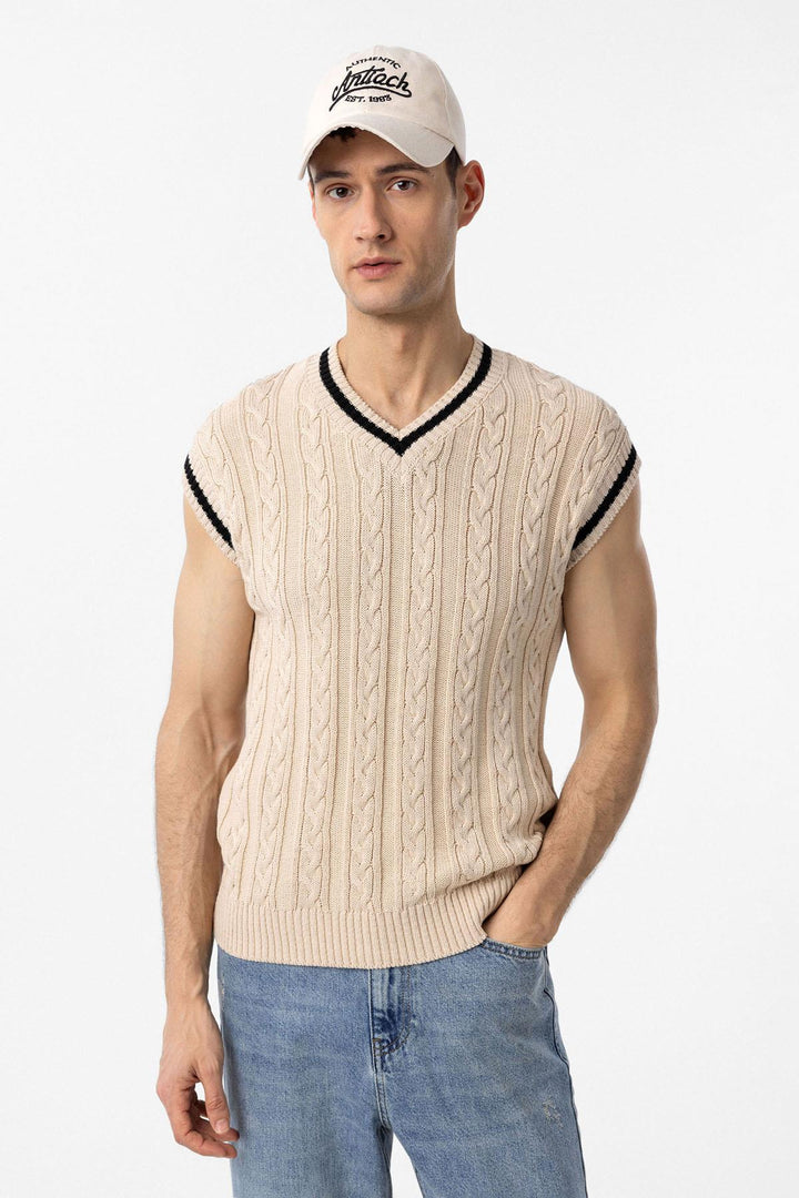 ANT Antioch Stone 100% Cotton Knitted Men's Vest - Lower Hutt