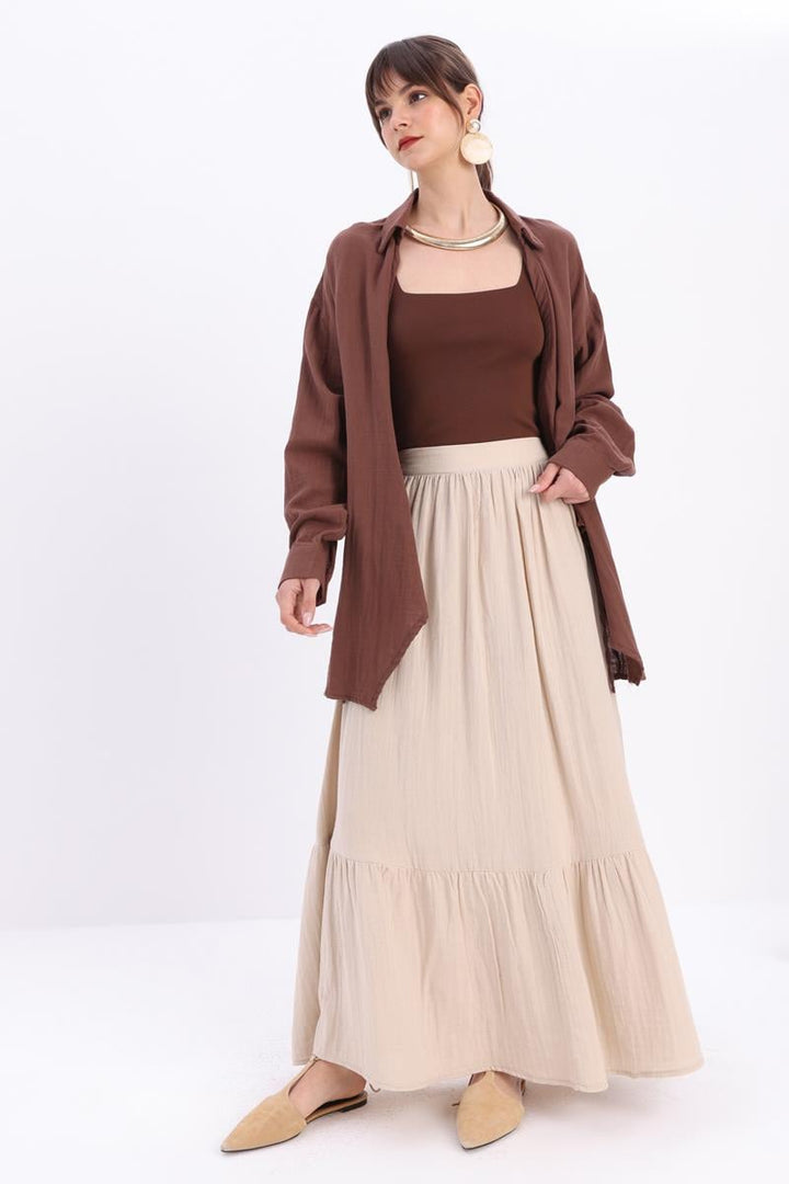 TLD Women Allday Stone Washed00% Cotton Flared Skirt - Newbury