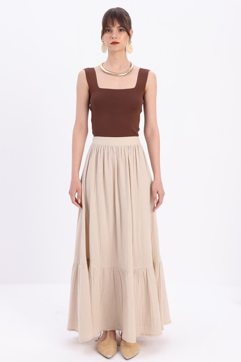 TLD Women Allday Stone Washed00% Cotton Flared Skirt - Newbury