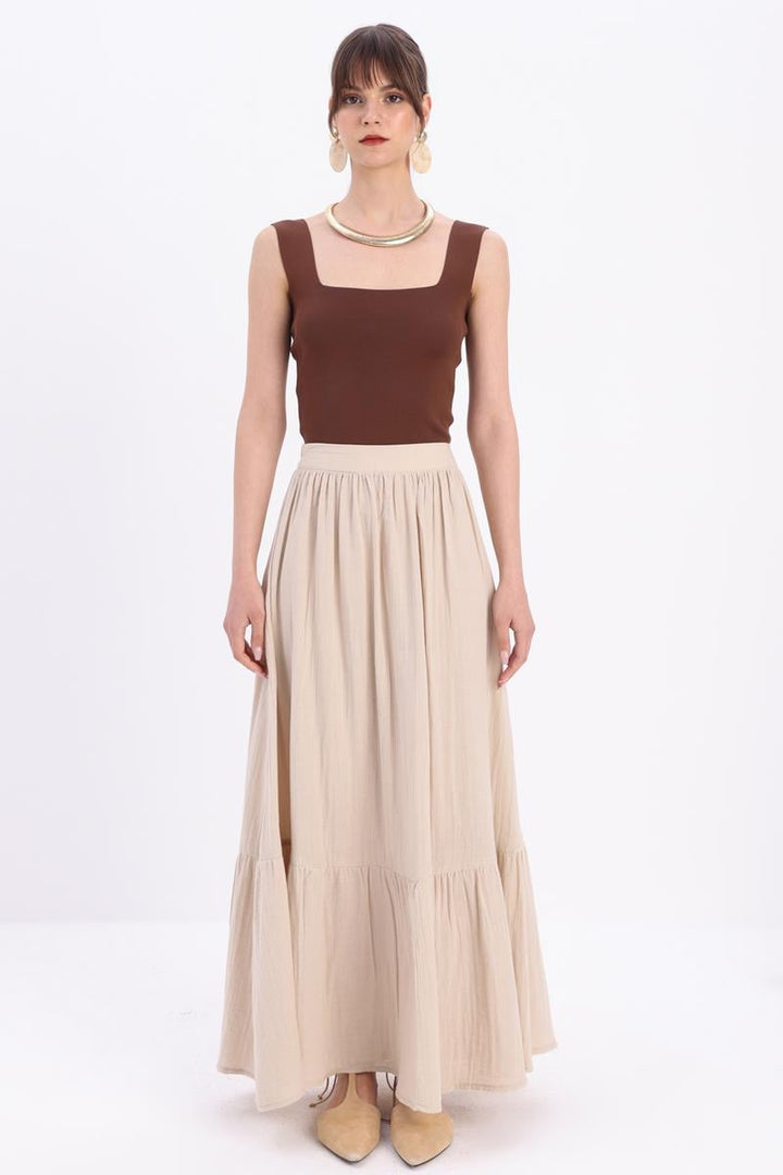 TLD Women Allday Stone Washed00% Cotton Flared Skirt - Newbury