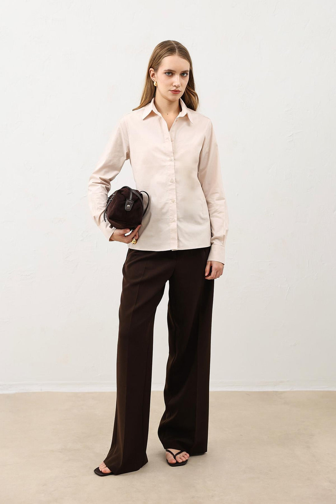 ANT Antioch Taş Basic Slim Fit Kadın Gömlek - Coatepec