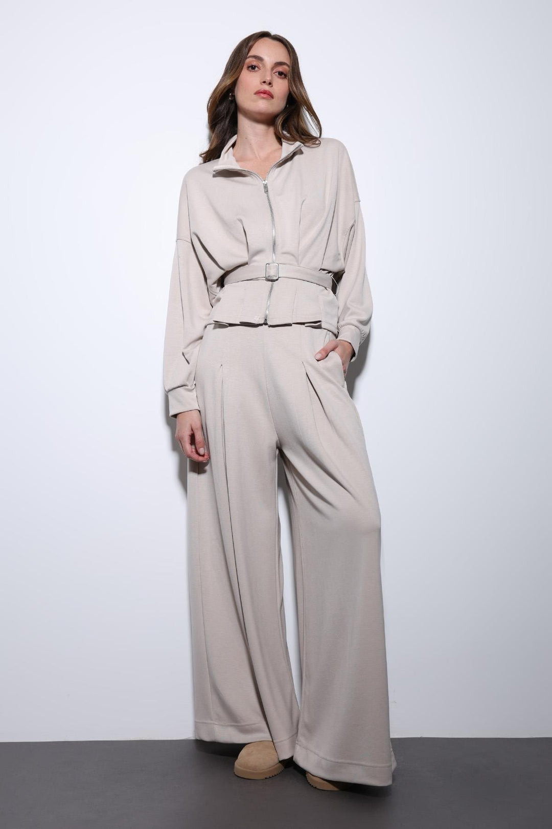 ANT Antioch Stone Belted Wide Leg Pantsuit - Remscheid