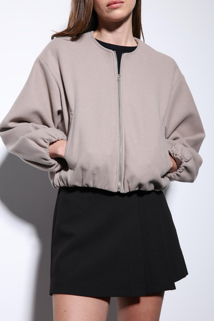 ANT Antioch Stone Belted Elastic Crop Women's Jacket - Asti