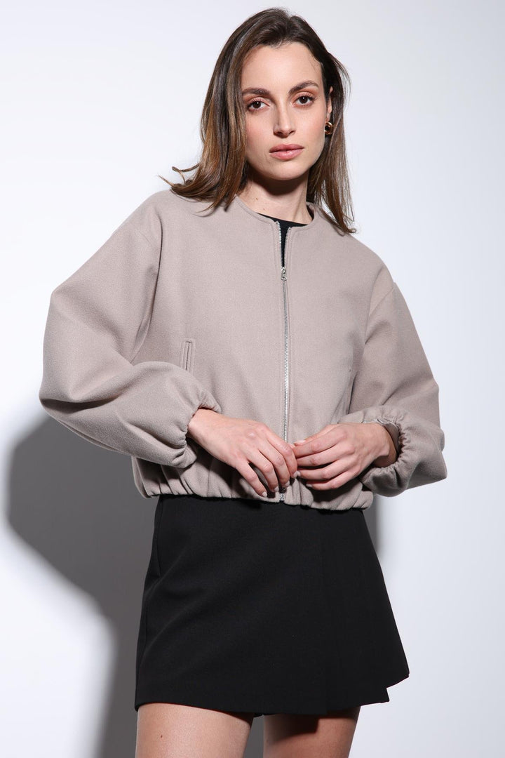 ANT Antioch Stone Belted Elastic Crop Women's Jacket - Asti