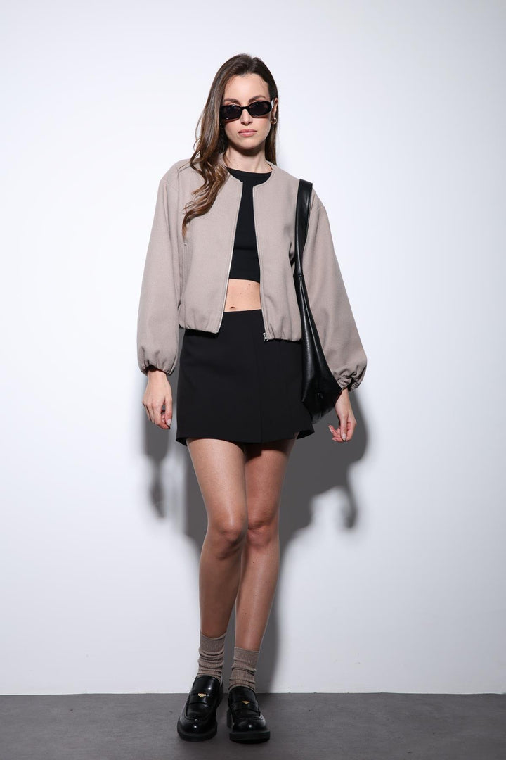 ANT Antioch Stone Belted Elastic Crop Women's Jacket - Asti