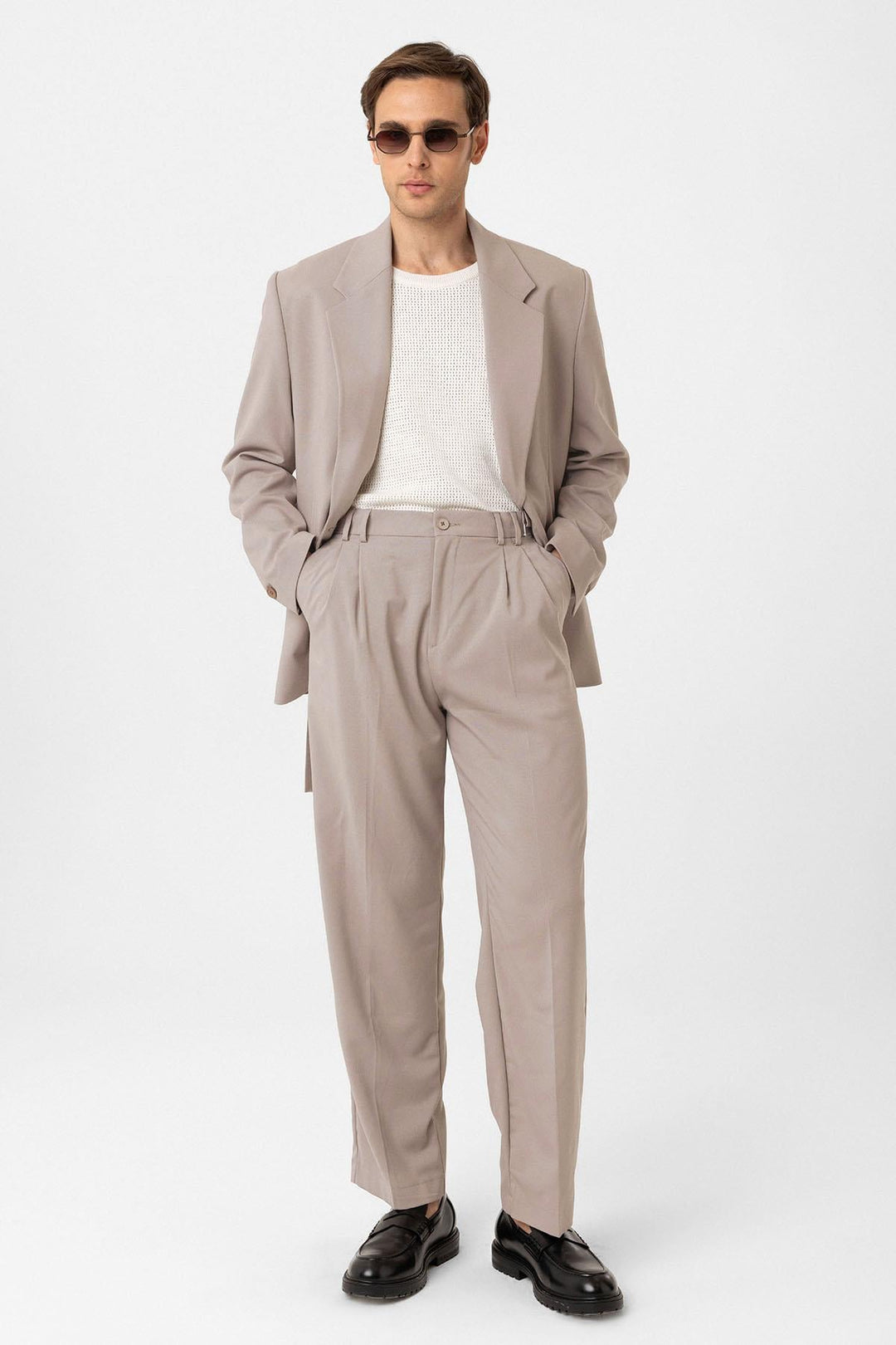 ANT Antioch Stone Washed Double Pleated Baggy Fit Men's Pants - Marbella