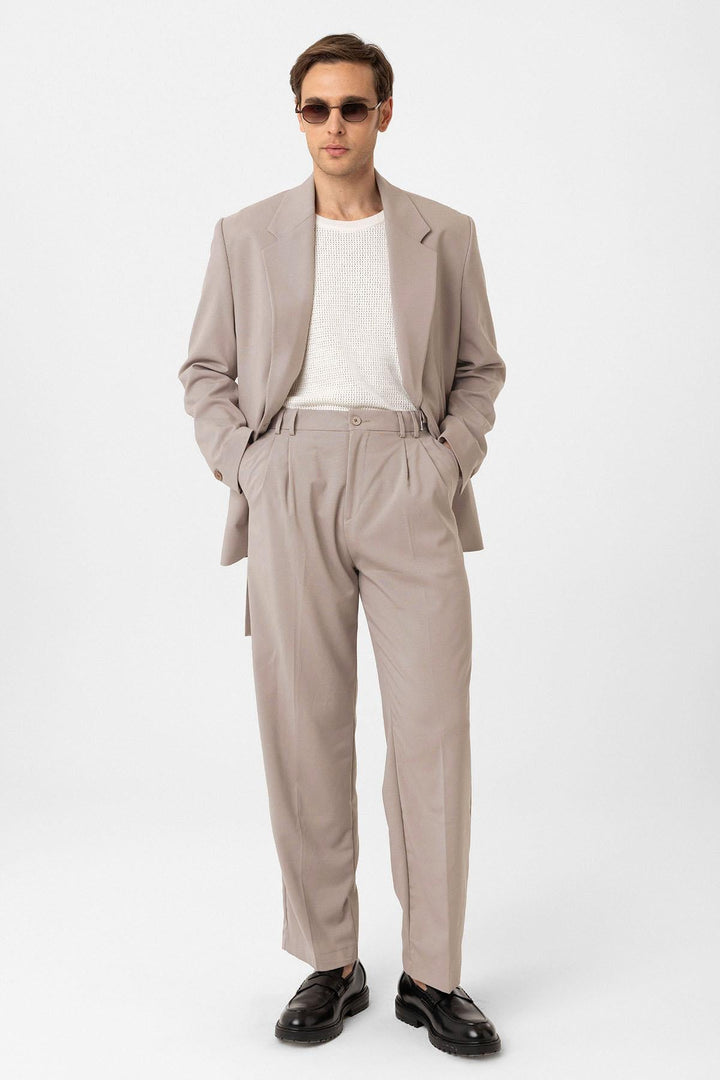 ANT Antioch Stone Washed Double Pleated Baggy Fit Men's Pants - Marbella