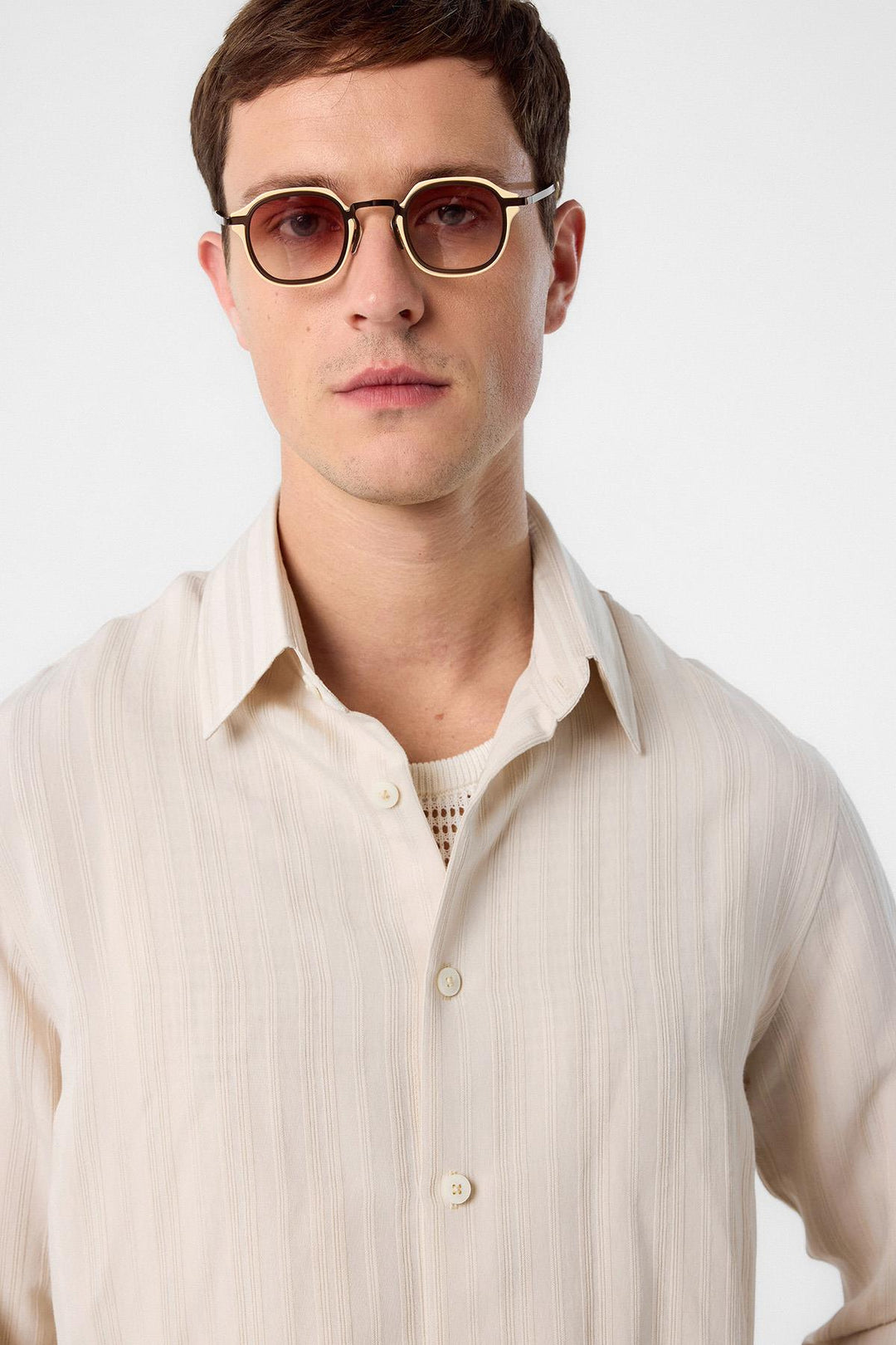 ANT Antioch Stone Striped and Textured Men's Shirt - Korydallós