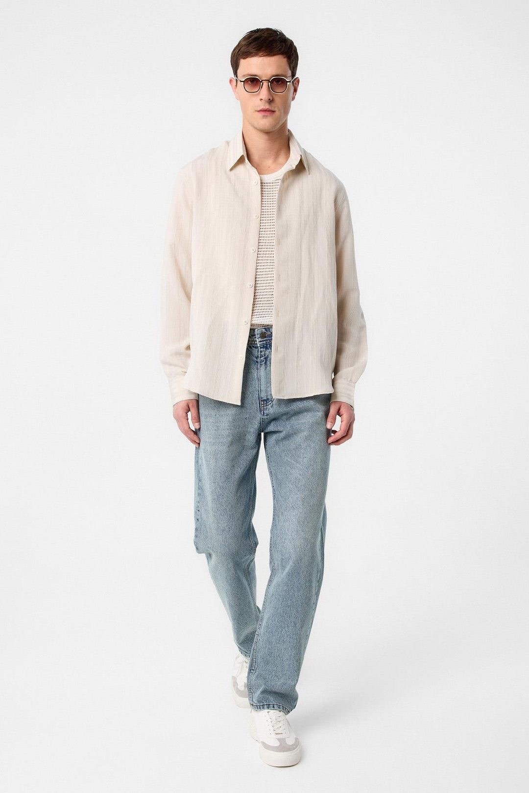 ANT Antioch Stone Striped and Textured Men's Shirt - Korydallós