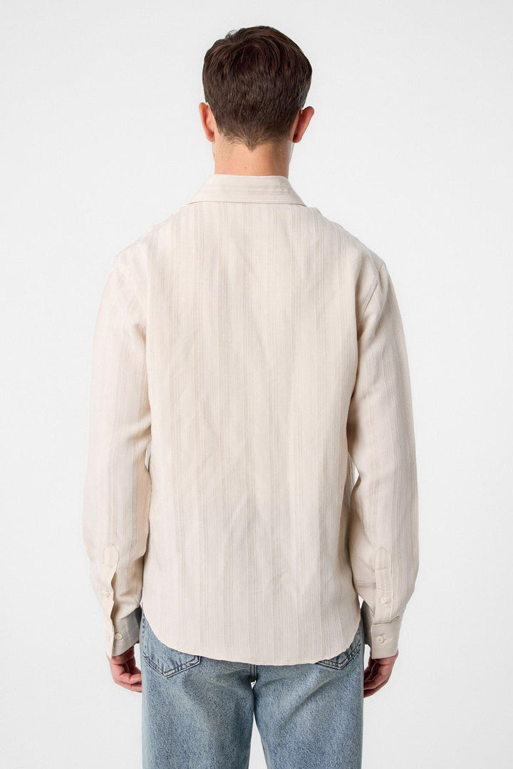 ANT Antioch Stone Striped and Textured Men's Shirt - Korydallós