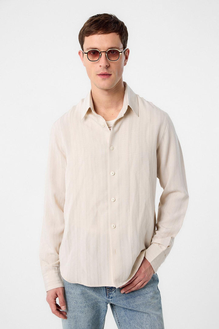 ANT Antioch Stone Striped and Textured Men's Shirt - Korydallós