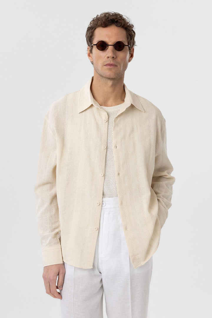 ANT Antioch Stone-Textured Jacquard Cotton Men's Shirt - Cesano Maderno