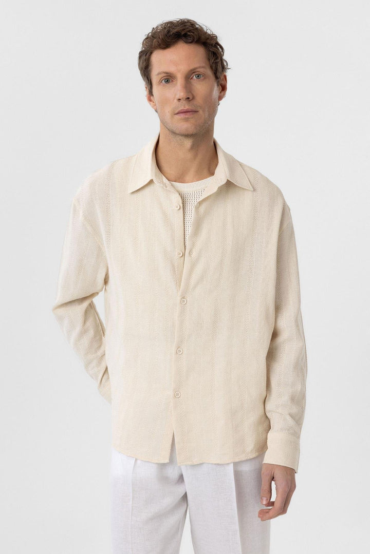 ANT Antioch Stone-Textured Jacquard Cotton Men's Shirt - Cesano Maderno