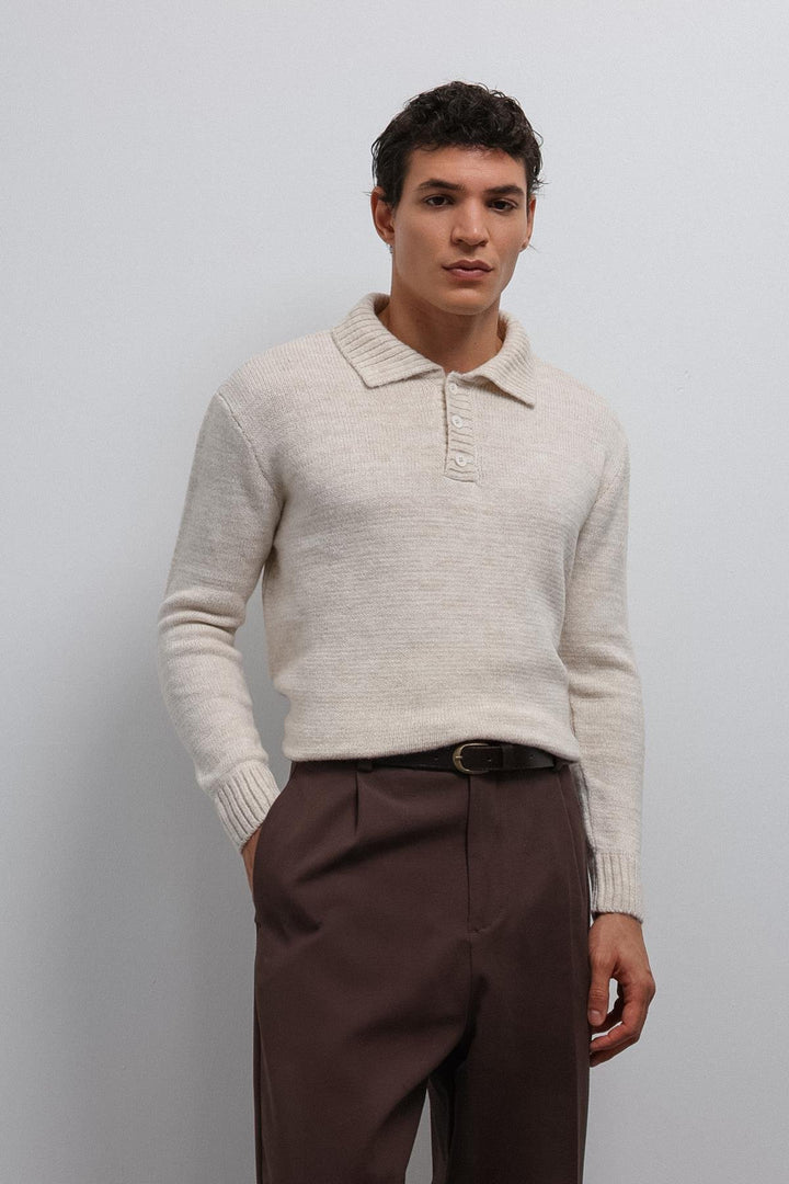 ANT Antioch Stone Buttoned Neck Men's Sweater - Augusta