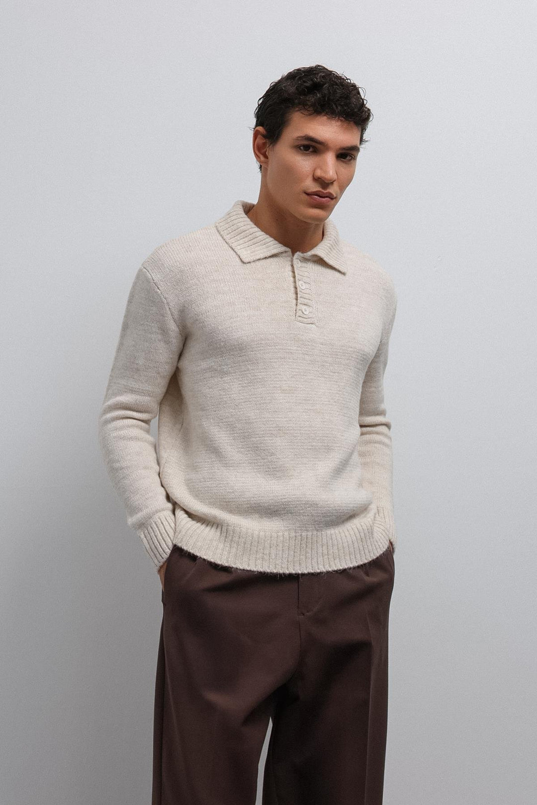 ANT Antioch Stone Buttoned Neck Men's Sweater - Augusta