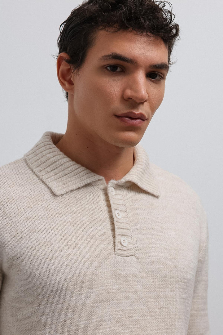 ANT Antioch Stone Buttoned Neck Men's Sweater - Augusta