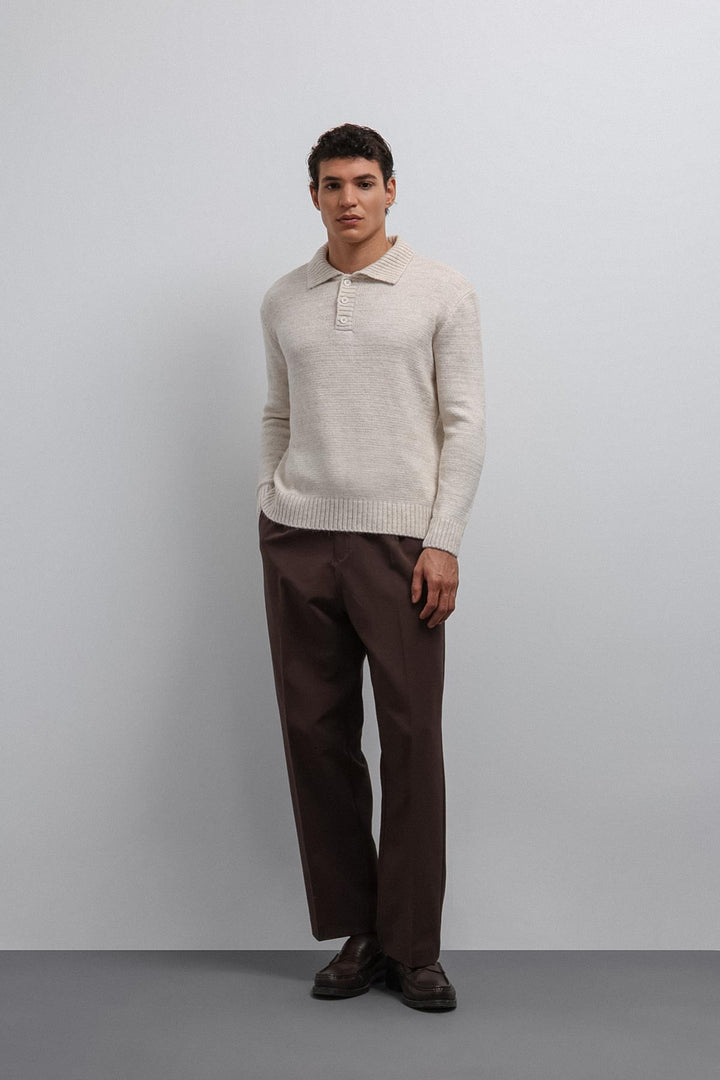 ANT Antioch Stone Buttoned Neck Men's Sweater - Augusta