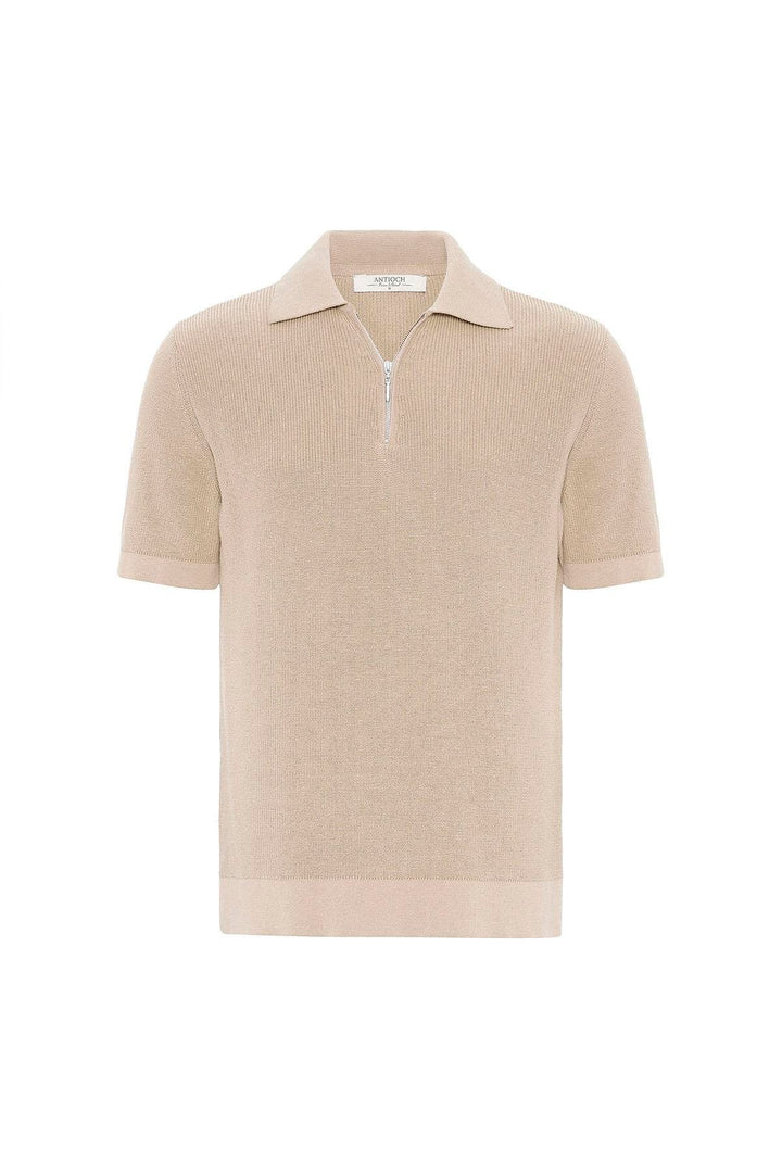 ANT Antioch Stone Zippered Woven Men's Knit T-Shirt - Widnes