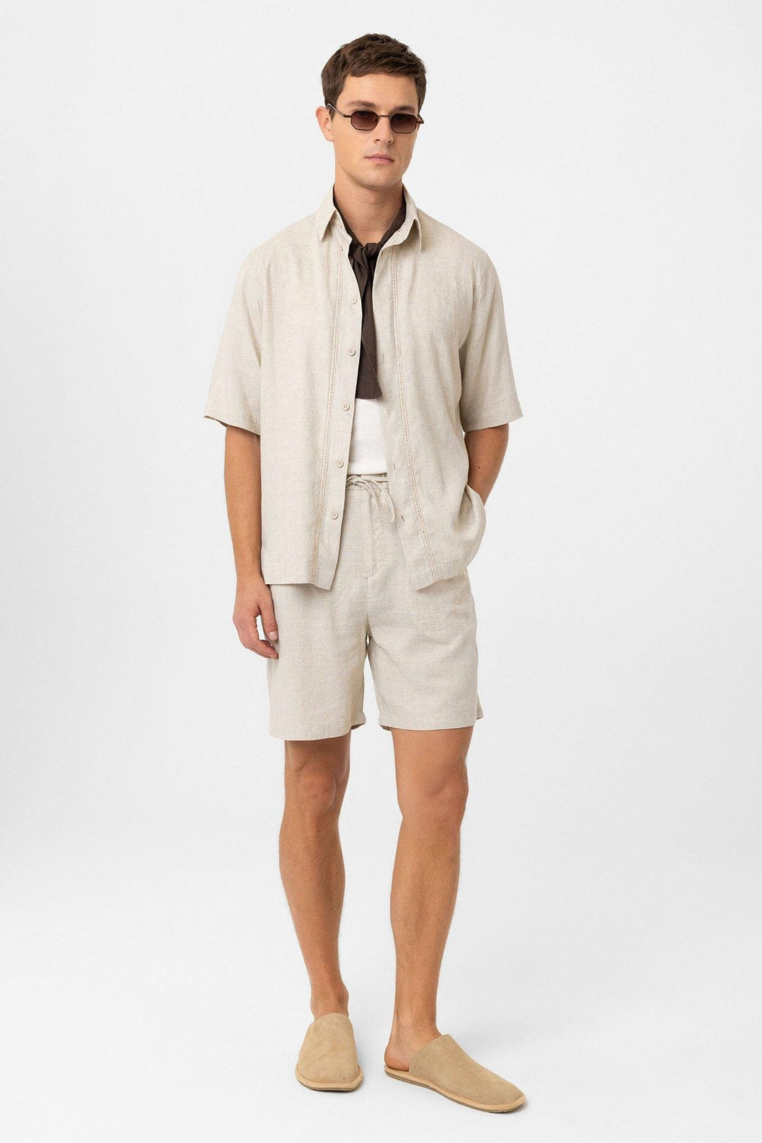 ANT Antioch Stone Linen Blend Relaxed Fit Men's Shirt - Southaven