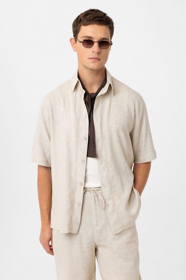 ANT Antioch Stone Linen Blend Relaxed Fit Men's Shirt - Southaven
