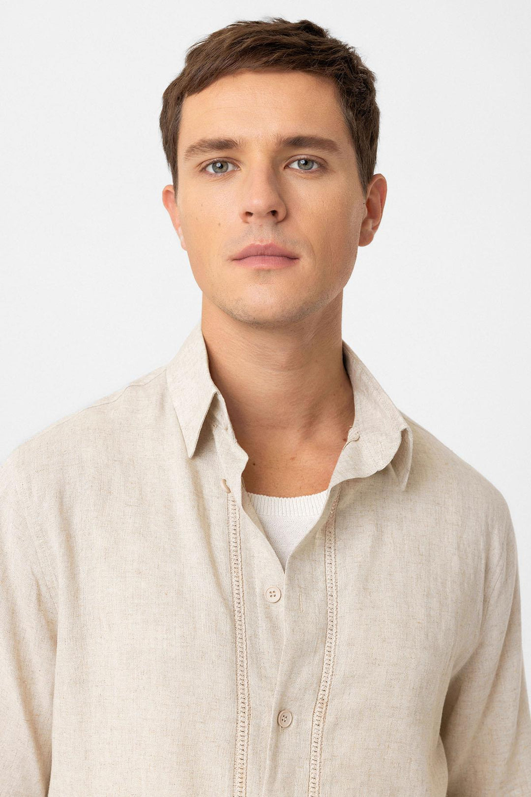 ANT Antioch Stone Linen Blend Relaxed Fit Men's Shirt - Southaven