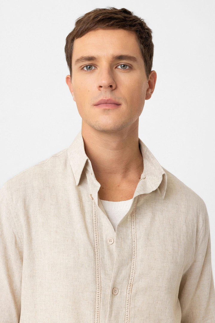 ANT Antioch Stone Linen Blend Relaxed Fit Men's Shirt - Southaven