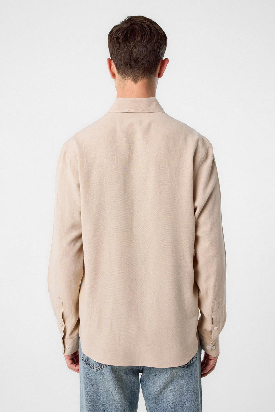ANT Antioch Stone Linen Blend Collared Button-Up Men's Shirt - Celle