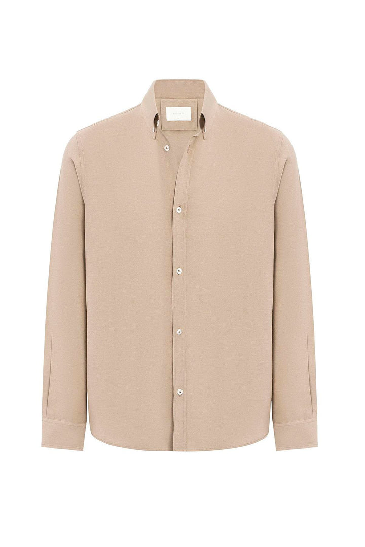 ANT Antioch Stone Linen Blend Collared Button-Up Men's Shirt - Celle