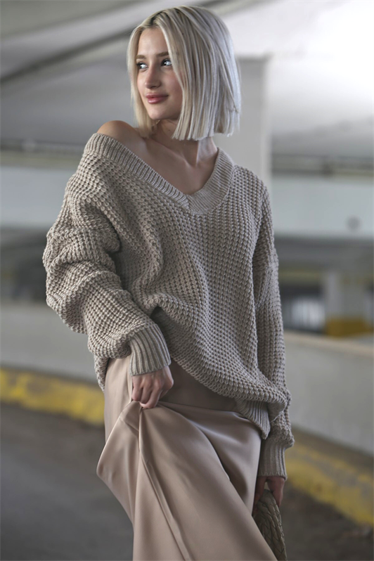 MDX Stone Oversize V-Neck Sweater MG1440 - Hoogeveen