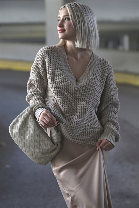 MDX Stone Oversize V-Neck Sweater MG1440 - Hoogeveen