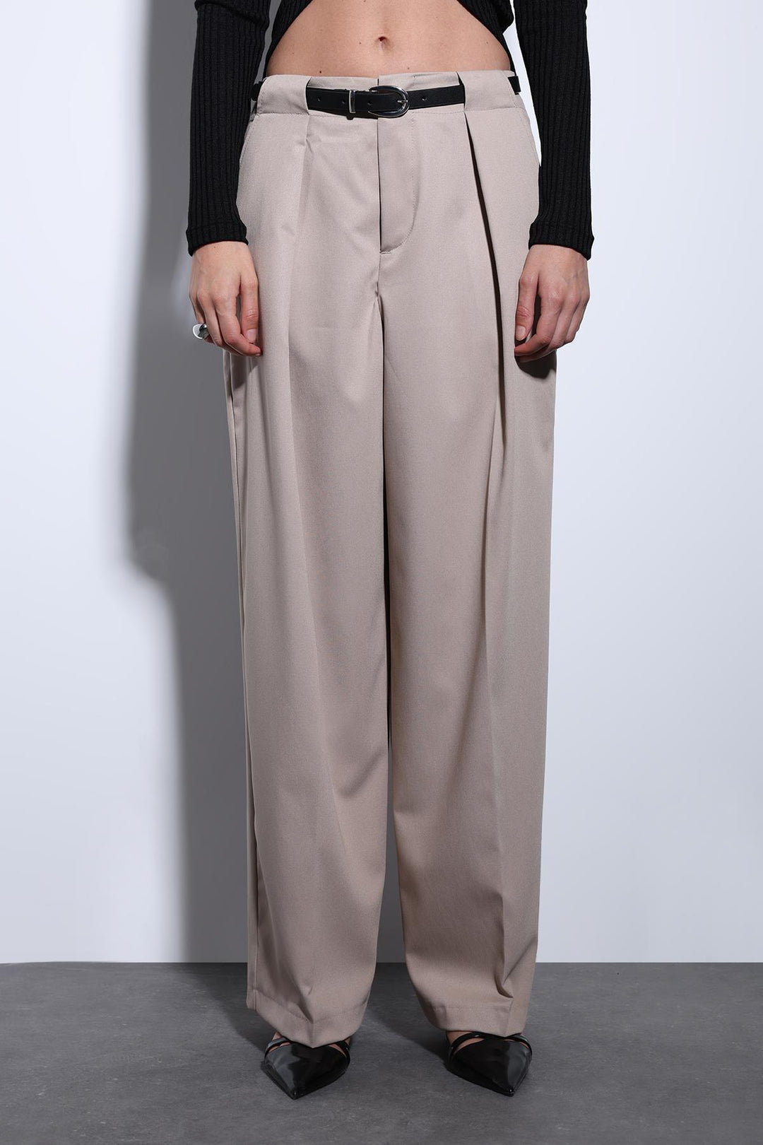 ANT Antioch Stone Pleated Wide Leg Women's Pants - Sabadell