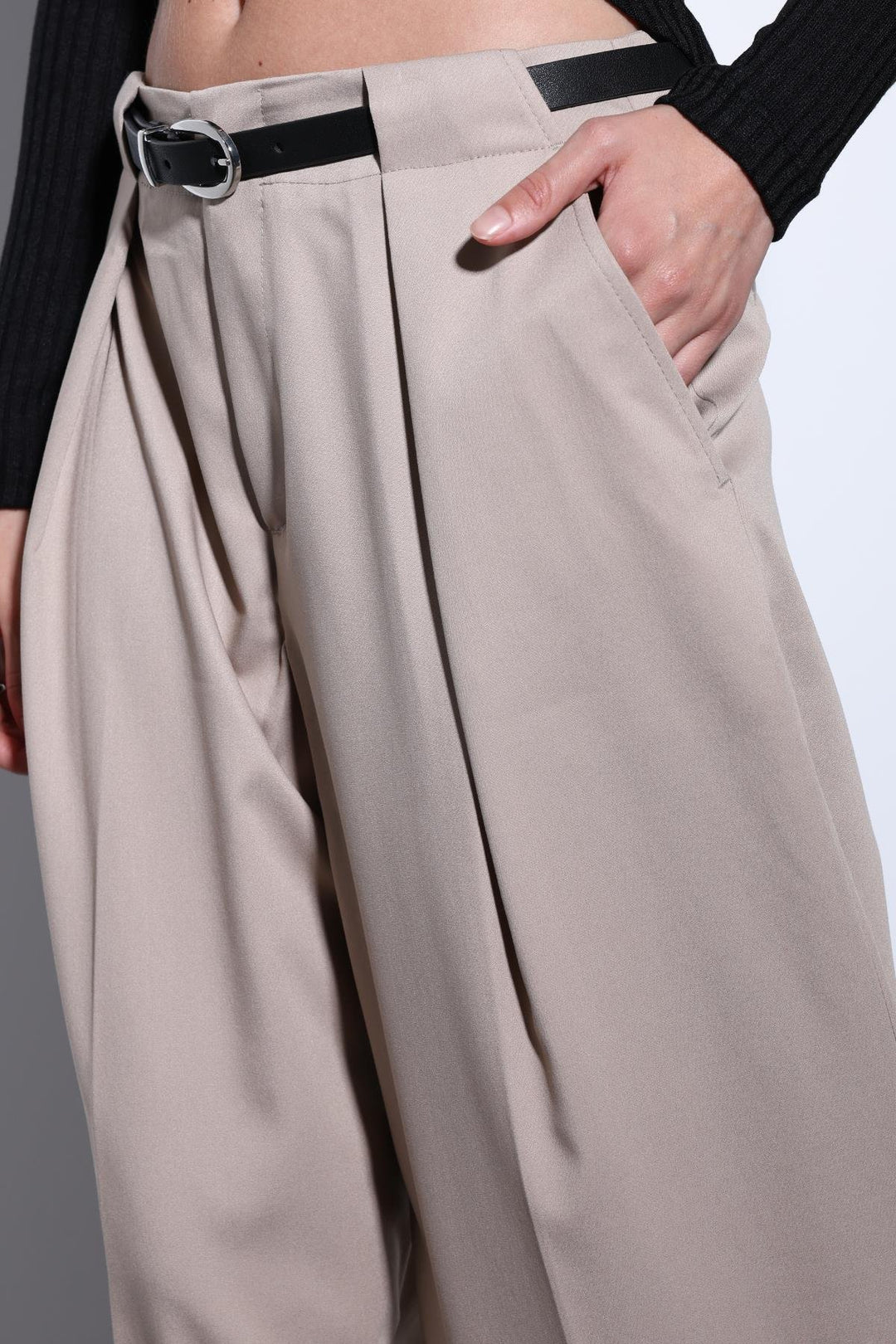 ANT Antioch Stone Pleated Wide Leg Women's Pants - Sabadell