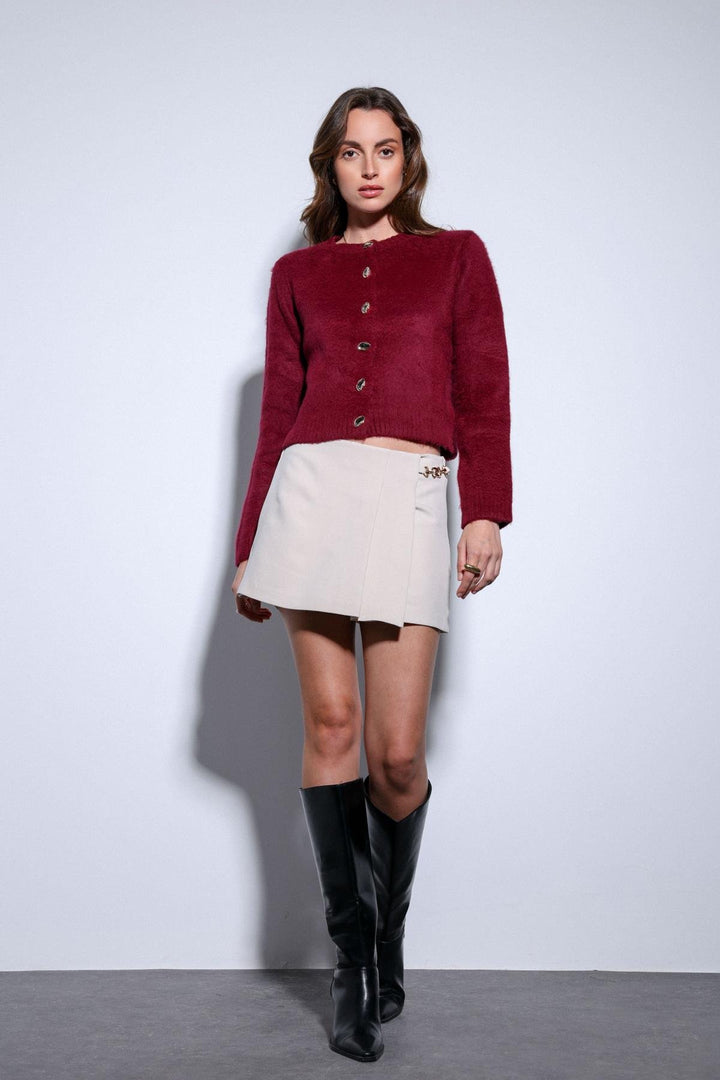 ANT Antioch Stone Pleated Chain Detailed Shorts Skirt - Villajoyosa