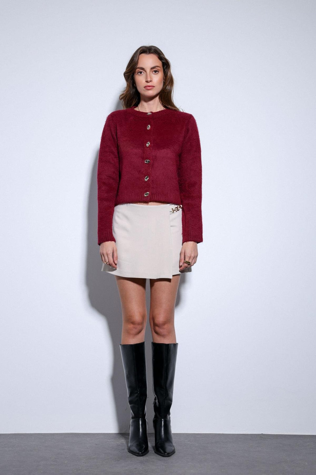 ANT Antioch Stone Pleated Chain Detailed Shorts Skirt - Villajoyosa