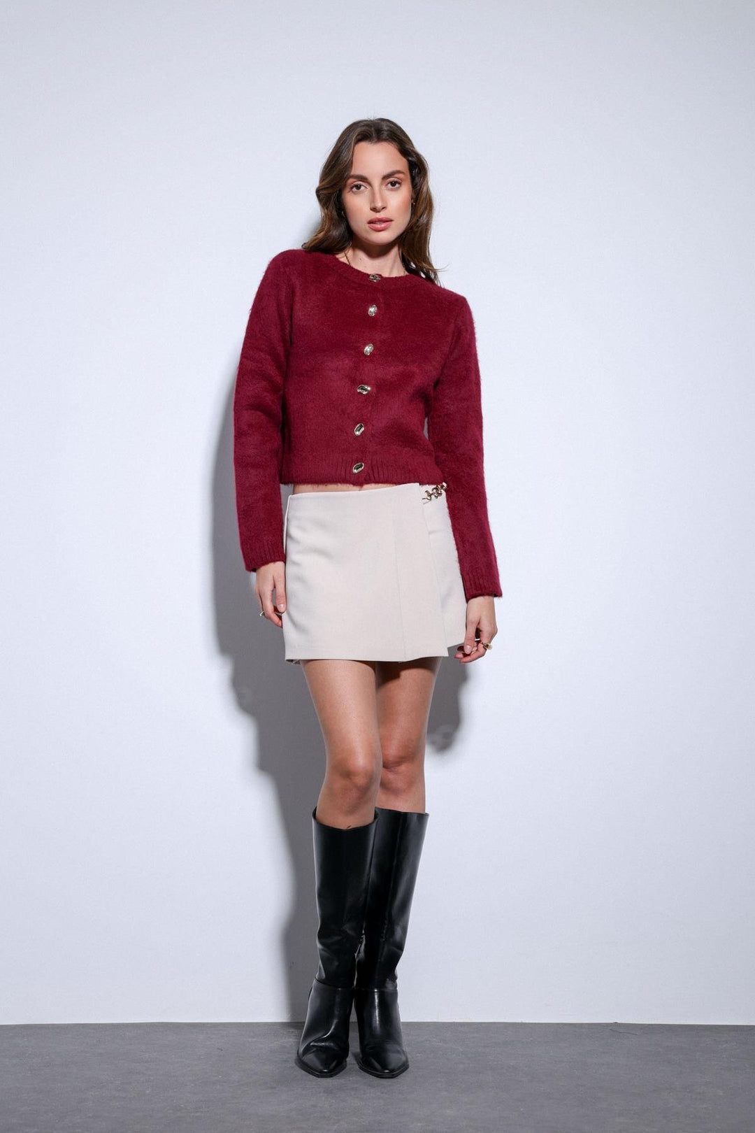 ANT Antioch Stone Pleated Chain Detailed Shorts Skirt - Villajoyosa