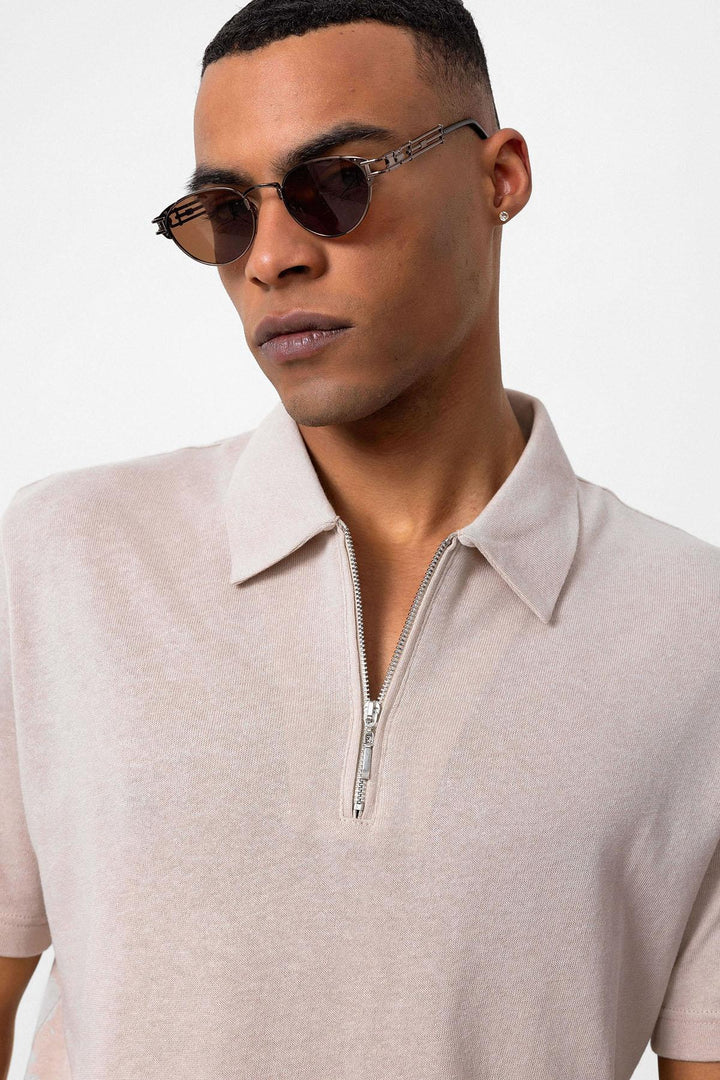 ANT Antioch Taş Polo Yaka Fermuarlı Erkek T-Shirt - Salerno