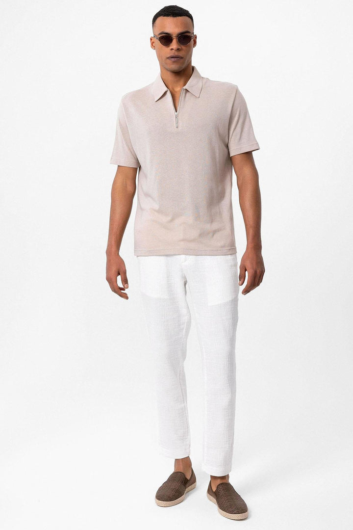 ANT Antioch Taş Polo Yaka Fermuarlı Erkek T-Shirt - Salerno