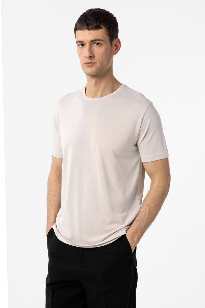 ANT Antioch Stone Regular Fit Modal Technical Fabric Men's T-Shirt - Avezzano
