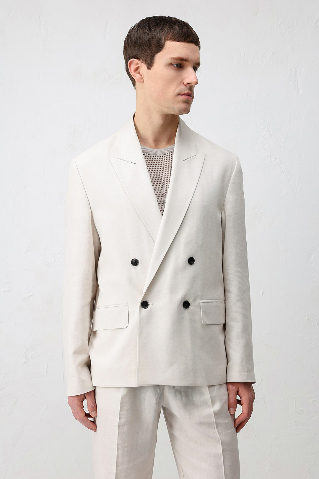 ANT Antioch Taş Relax Fit Keten Karışımlı Erkek Blazer Ceket - Figueras