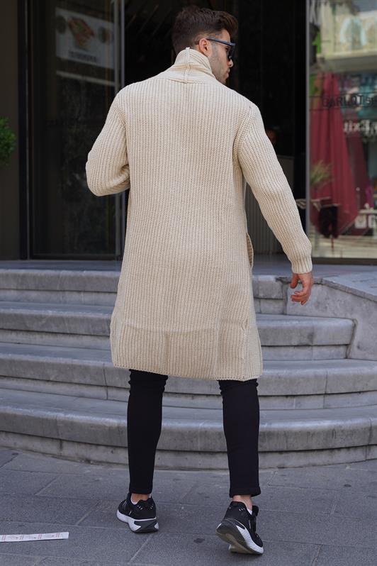 MDX Stone Color High Neck Pocket Long Knit Cardigan 6816 - Pombal