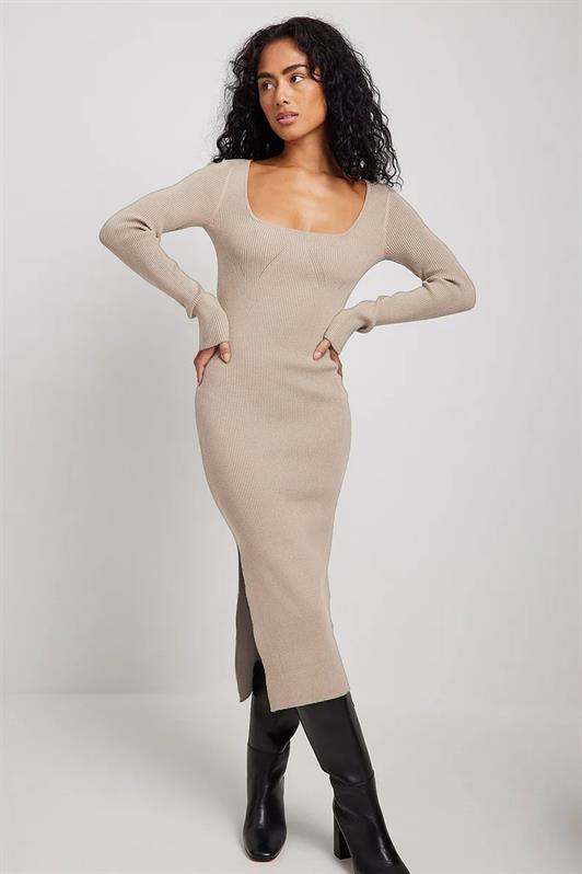 MDX Stone Color Square Neck Knit Long Dress MG1719 - Hofheim